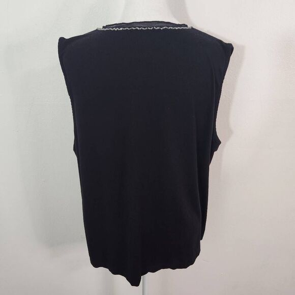 Chico's Black Knit Tank with Beaded Neckline Size XL Chico's Beaded Tank Top - Picture 2 of 6